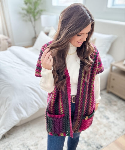 CROCHET PATTERN & VIDEO/ Granny Pop Ruana, Crochet Ruana Pattern, Womens Sweater, Easy Crochet Pattern, pdf, Sizes Xs-5X, Granny Stitch